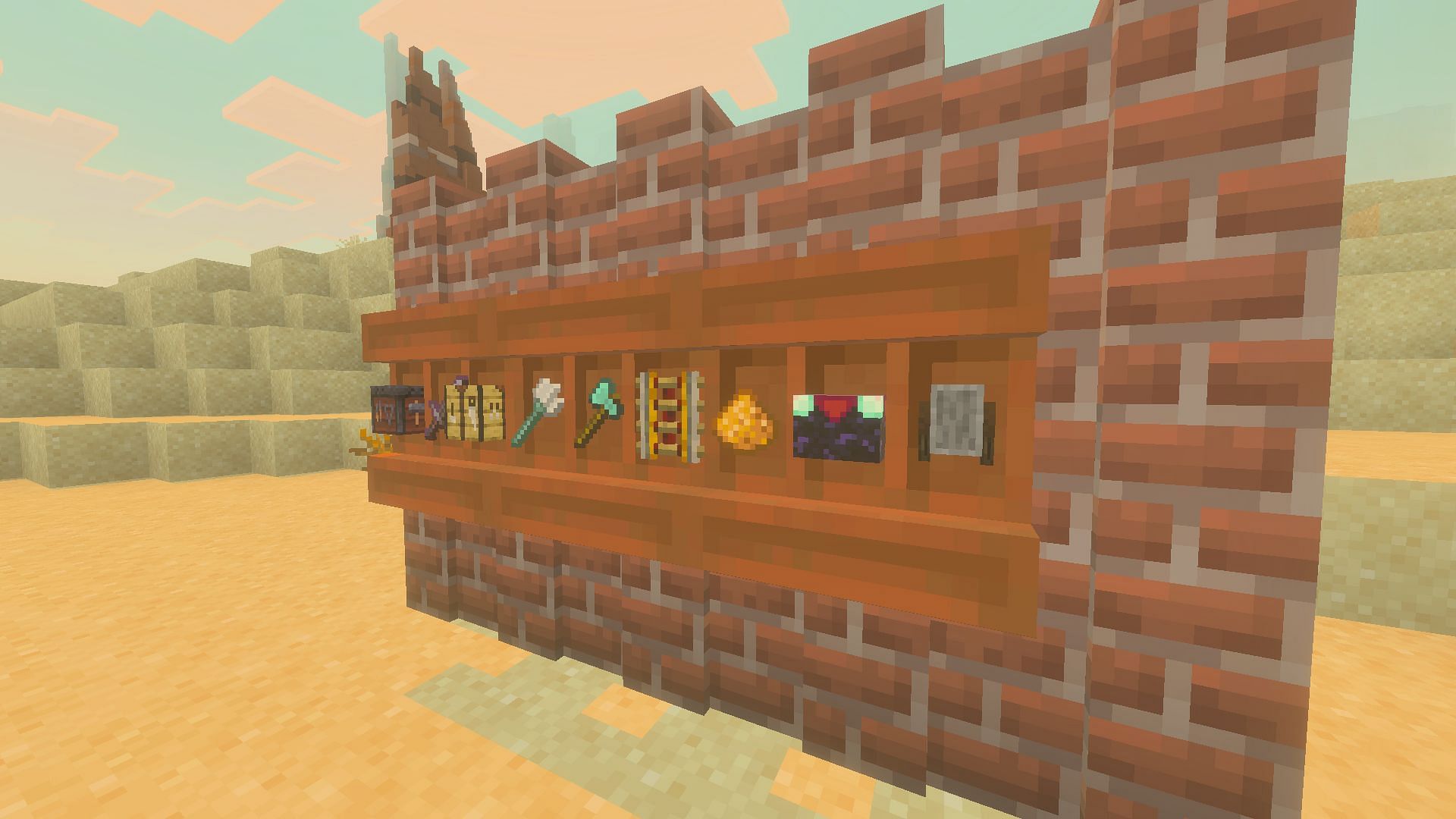 Use the Minecraft shelf to hotswap and store items (Image via Sportskeeda Gaming || Mojang Studios)